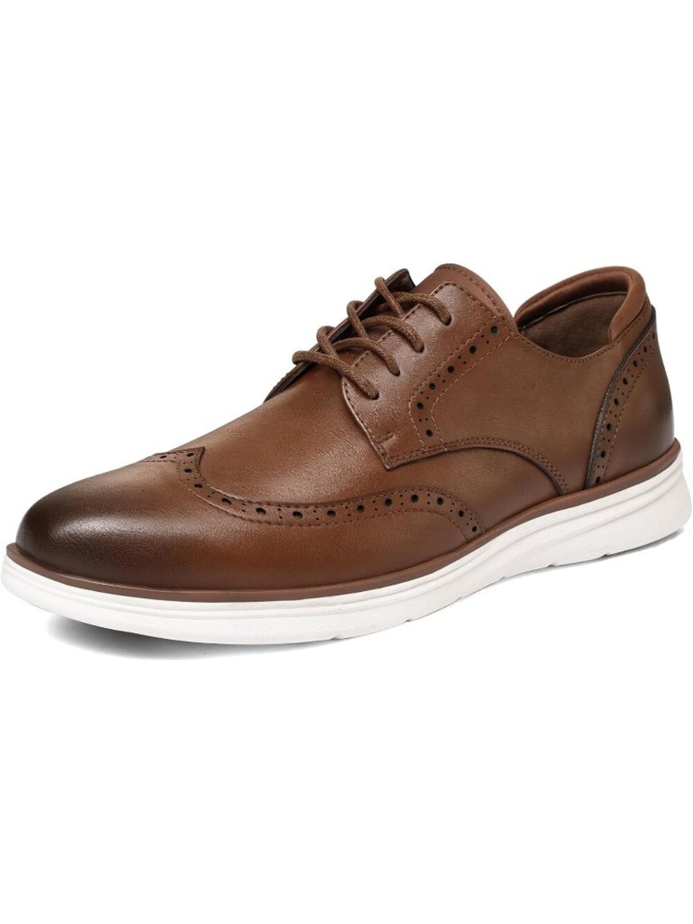 Men's Brown Comfortable Lace-up Wingtip Brogue Office Dress Leather Oxford Shoes